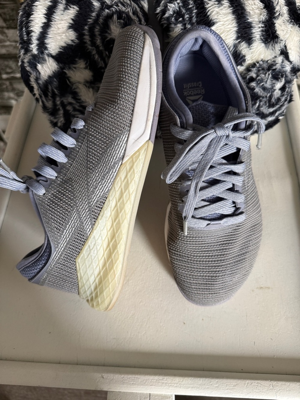 Reebok Gray Knit Athletic Lace-Up Sneakers